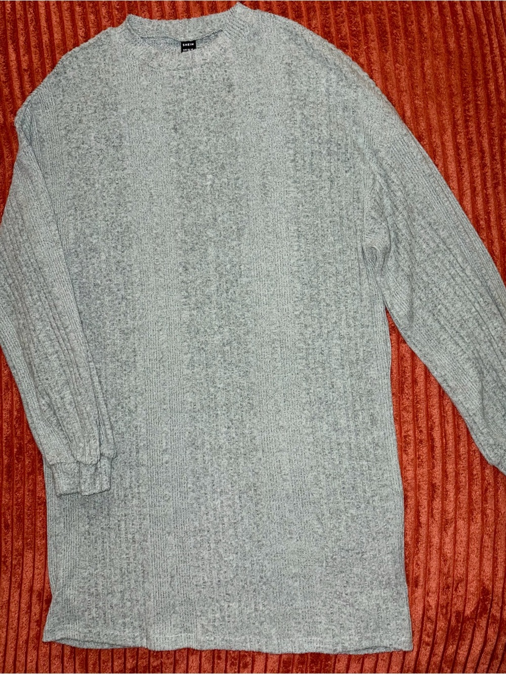 SHEIN sage green Long Sleeve Ribbed Knit sweater oversized Dress